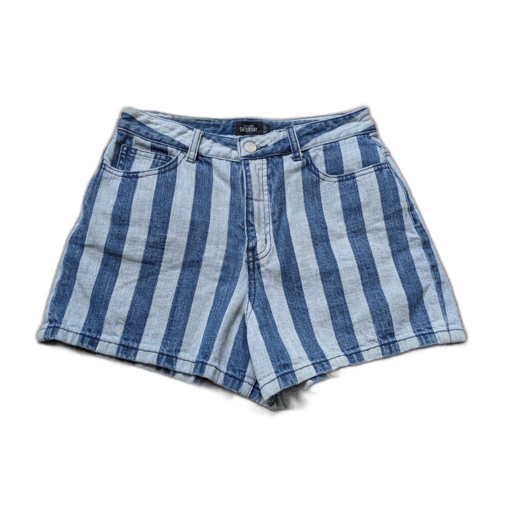 Kate Spade Saturday High Rise Striped Denim Shorts Sz 4